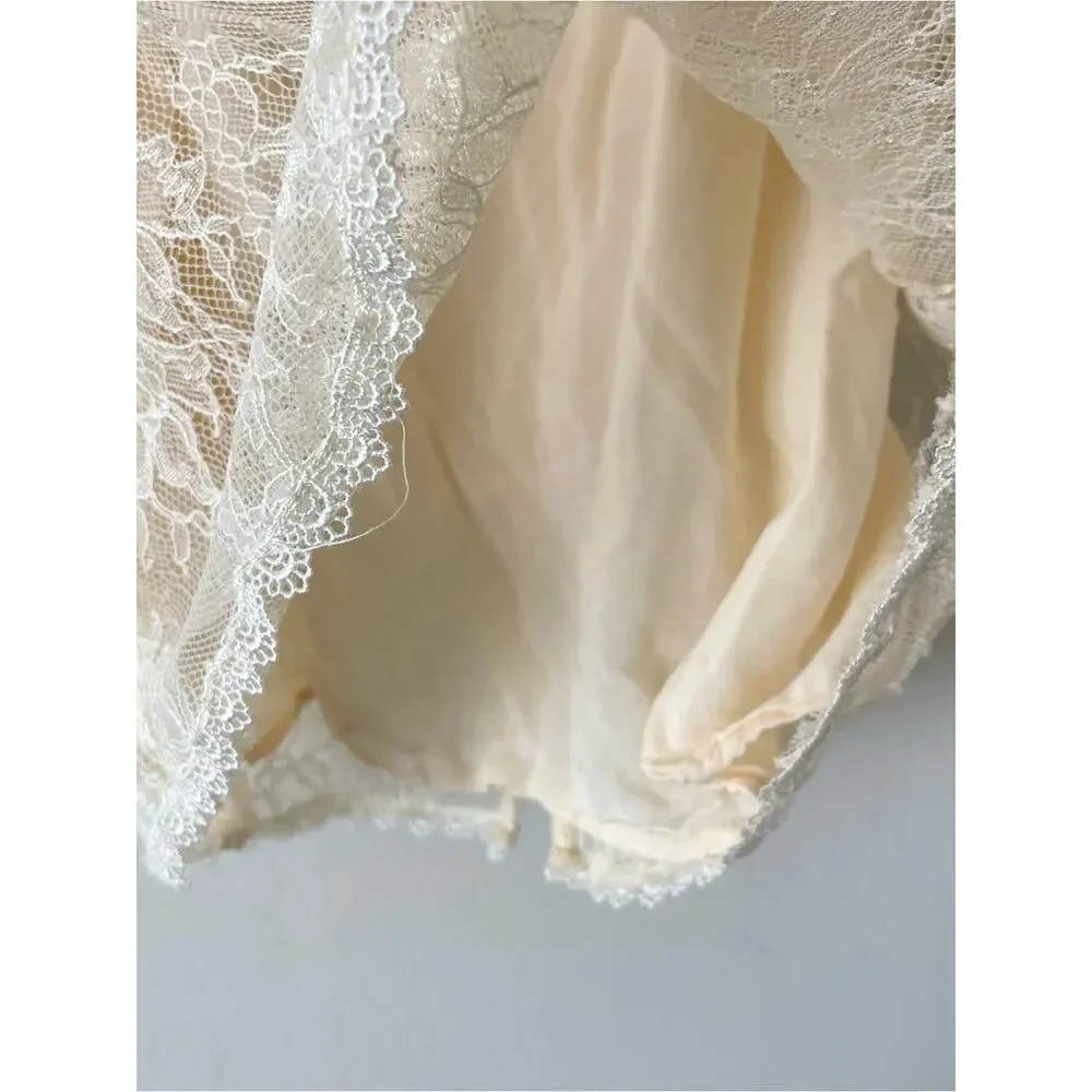 Free People Secret Admirer Lace Blouse Puff Sleeve Too Women’s size S cream